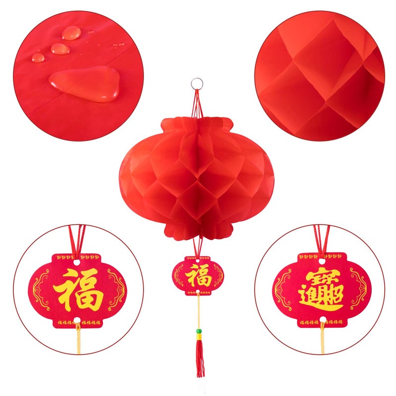 Favide 20 Pieces 10 Inch Chinese Red Paper Lanterns Festival Decorations for New Year, Spring Festival, Wedding and Restaurant - Image 5